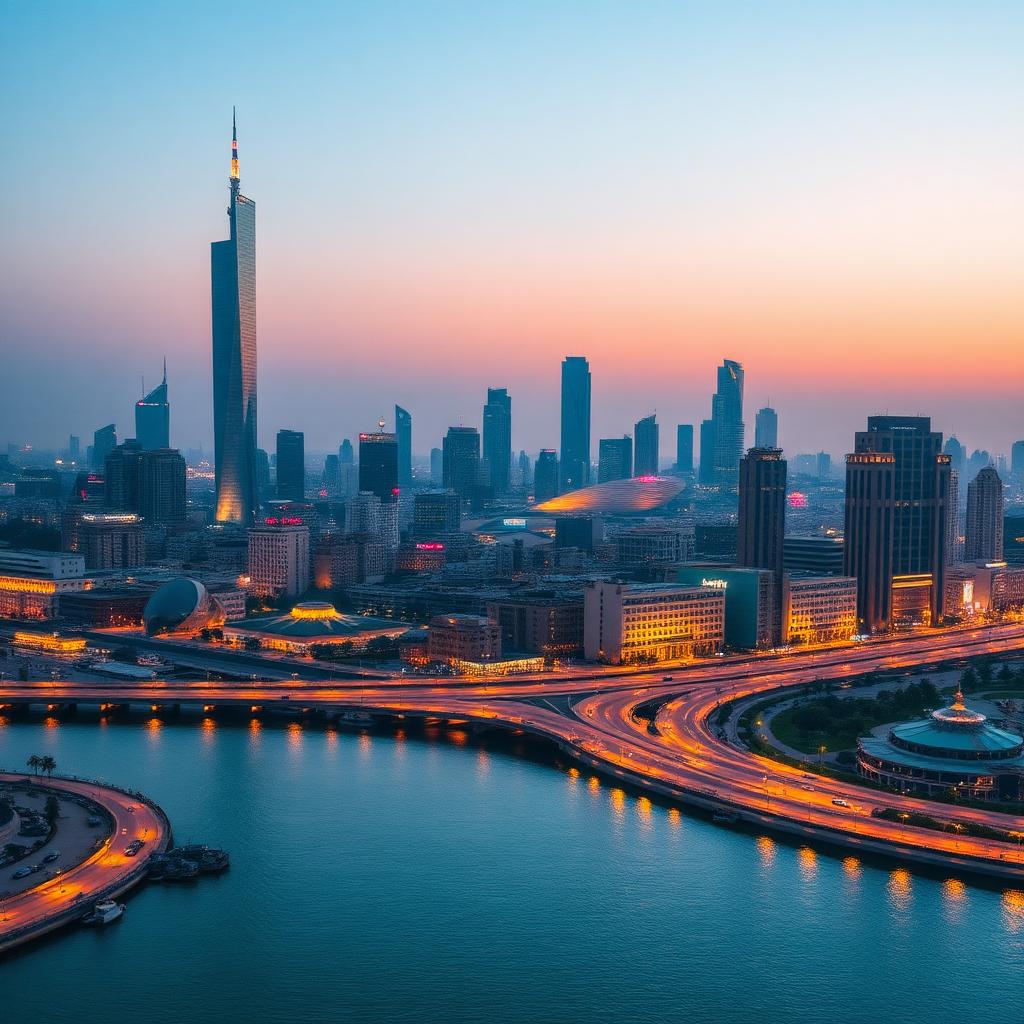 Skyline du Caire au bord du Nil