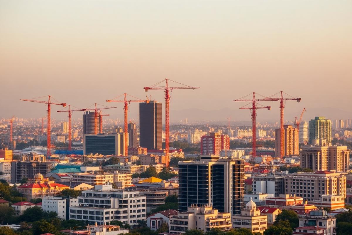 Skyline d'Addis-Abeba avec chantiers en cours