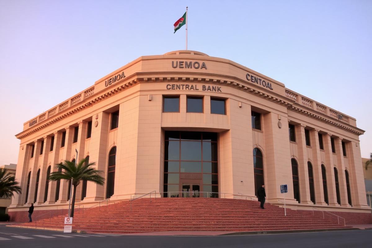 Bâtiment de banque centrale évoquant la zone UEMOA