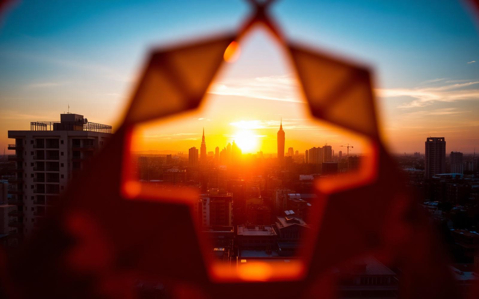 Skyline africain au coucher du soleil